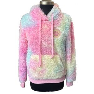 Pawz Pastel Tie Dye Sherpa Hoodie with Paw Print NWT Size Small